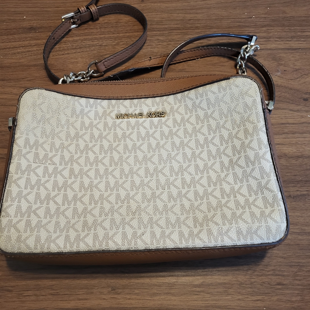 Michael Kors Cream and Brown Women's Bag